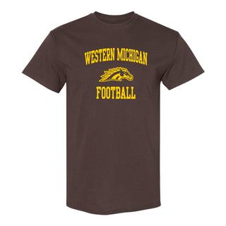 Western Michigan Arch Logo Football T-Shirt - Dark Chocolate