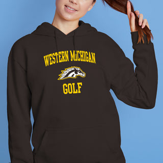 Western Michigan Arch Logo Golf Hoodie - Dark Chocolate