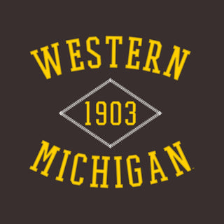 Western Michigan Faux Stitch Arch Crewneck - Dark Chocolate