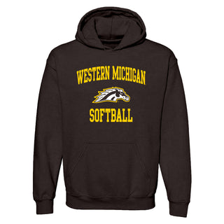 Western Michigan Arch Logo Softball Hoodie - Dark Chocolate
