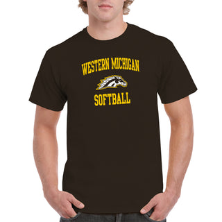 Western Michigan Arch Logo Softball T-Shirt - Dark Chocolate