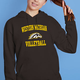 Western Michigan Arch Logo Volleyball Hoodie - Dark Chocolate