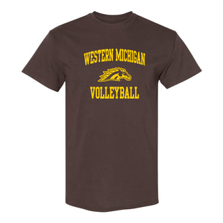 Western Michigan Arch Logo Volleyball T-Shirt - Dark Chocolate