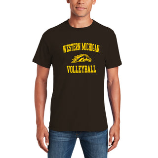 Western Michigan Arch Logo Volleyball T-Shirt - Dark Chocolate
