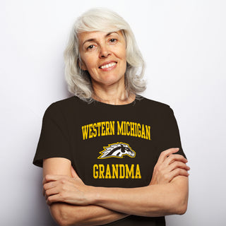 Western Michigan Arch Logo Grandma T-Shirt - Dark Chocolate