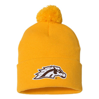 Western Michigan Primary Logo Pom Pom Cuffed Beanie - Gold