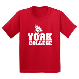 York College Cardinals Basic Block Cotton Short Sleeve Youth T Shirt - Red