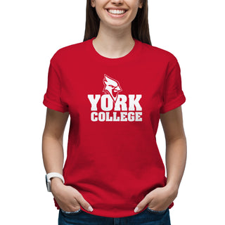 York College Cardinals Basic Block Cotton Short Sleeve T Shirt - Red