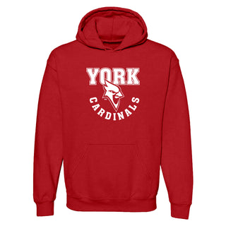 York College Cardinals Arch Logo Heavy Blend Hoodie - Red