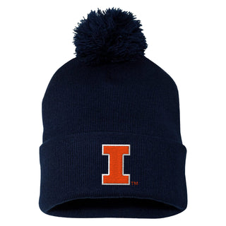 Illinois Primary Logo Pom Pom Cuffed Beanie