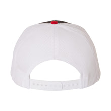 Load image into Gallery viewer, Sconnie Bar Snap Back Trucker Cap - Black/White/Red