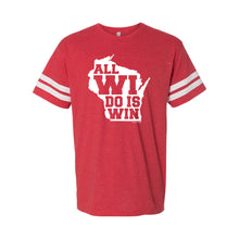 Load image into Gallery viewer, All WI Do is Win Adult Football Jersey Tee - Vintage Red/White