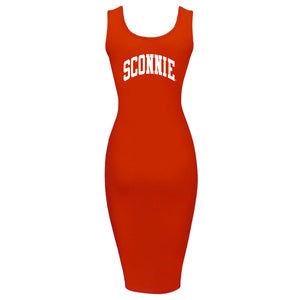 Sconnie Arch Spandex Jersey Tank Dress - Red
