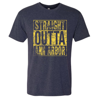 Straight Outta Ann Arbor Michigan Triblend Short Sleeve T Shirt - Vintage Navy