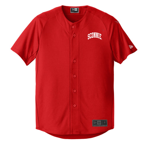 Sconnie New Era Full Button Baseball Jersey - Red