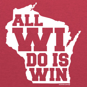 All WI Do is Win Adult Football Jersey Tee - Vintage Red/White