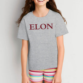 Elon Phoenix Basic Block Youth T Shirt - Sport Grey