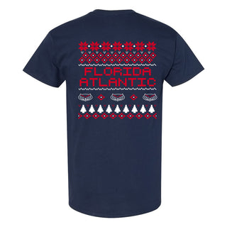 Florida Atlantic Holiday Sweater T-Shirt - Navy