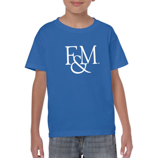 Franklin & Marshall College Diplomats Primary Logo Youth T Shirt - Royal