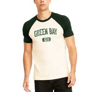Green Bay 920 Distressed Arch SS Raglan T-Shirt - Natural/Forest