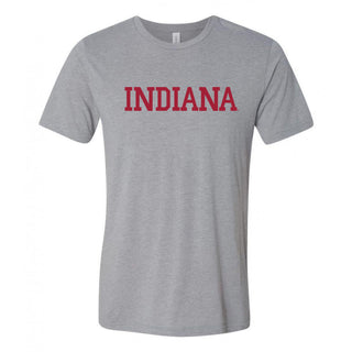 Indiana University Hoosiers Basic Block Canvas Triblend Short Sleeve T Shirt - Athletic Grey Triblend