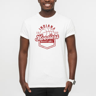Indiana University Hoosiers Basketball Shield Short Sleeve T-Shirt - White
