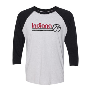 Indiana University Hoosiers Basketball Bubble Raglan T Shirt - Heather White/Black
