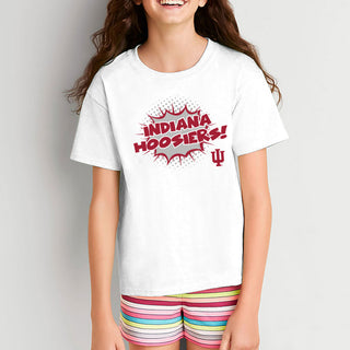 Indiana University Hoosiers Comic Blast Youth Basic Cotton Short Sleeve T-Shirt - White