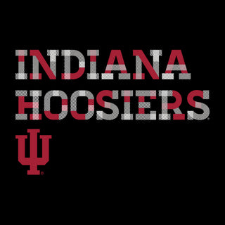 Indiana University Hoosiers Patchwork Cotton Long Sleeve T Shirt - Black
