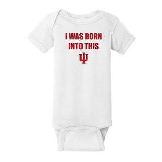 Indiana Hoosiers Born Into This Infant Creeper Bodysuit - White