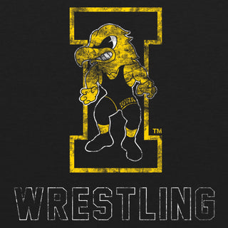 University of Iowa Hawkeyes Wrestling Herky Short Sleeve T Shirt - Vintage Black