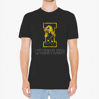 University of Iowa Hawkeyes Wrestling Herky Short Sleeve T Shirt - Vintage Black