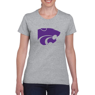 Kansas State University Wildcats Primary Logo Cotton Women's T-Shirt - Sport Grey