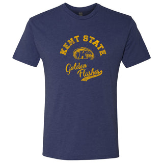 Kent State University Golden Flashes Retro Script Short Sleeve Triblend T Shirt - Vintage Navy