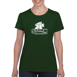 Lake Erie College Storm Primary Logo Women's Short Sleeve T Shirt - Forest