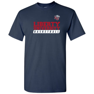 Liberty University Flames Basketball Slant T Shirt - Navy