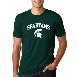 Michigan State University Spartans Arch Logo Short Sleeve T Shirt - Forest Green