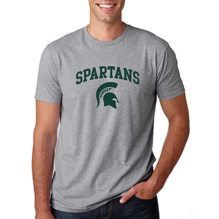 Michigan State University Spartans Arch Logo Short Sleeve T Shirt - Heather Grey