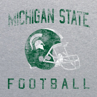 Michigan State University Spartans Faded Football Helmet Basic Cotton Short Sleeve T Shirt - Sport Grey