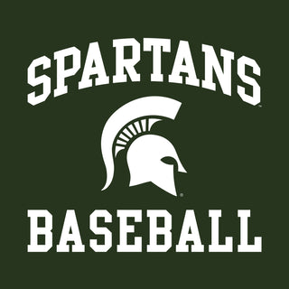 Michigan State University Spartans Arch Logo Baseball Short Sleeve T Shirt - Forest