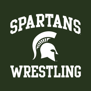 Michigan State University Spartans Arch Logo Wrestling Short Sleeve T Shirt - Forest