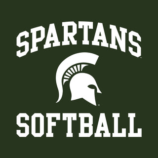 Michigan State University Spartans Arch Logo Softball Short Sleeve T Shirt - Forest