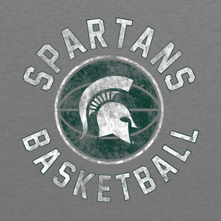 Michigan State University Spartans Basketball Distress Short Sleeve T Shirt - Premium Heather