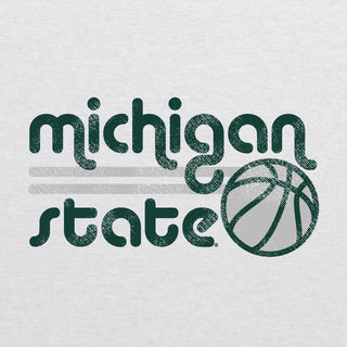 Michigan State University Spartans Basketball Bubble Raglan T Shirt - Heather White/Premium Heather