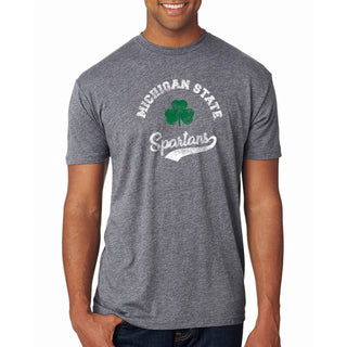 Michigan State Spartans Retro Clover Script Triblend T Shirt - Premium Heather