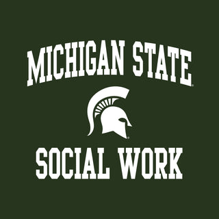 Michigan State University Spartans Arch Logo Social Work Short Sleeve T-Shirt - Forest