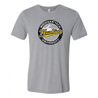 Michigan Technological University Huskies Silhouette Logo Canvas T-Shirt - Athletic Grey