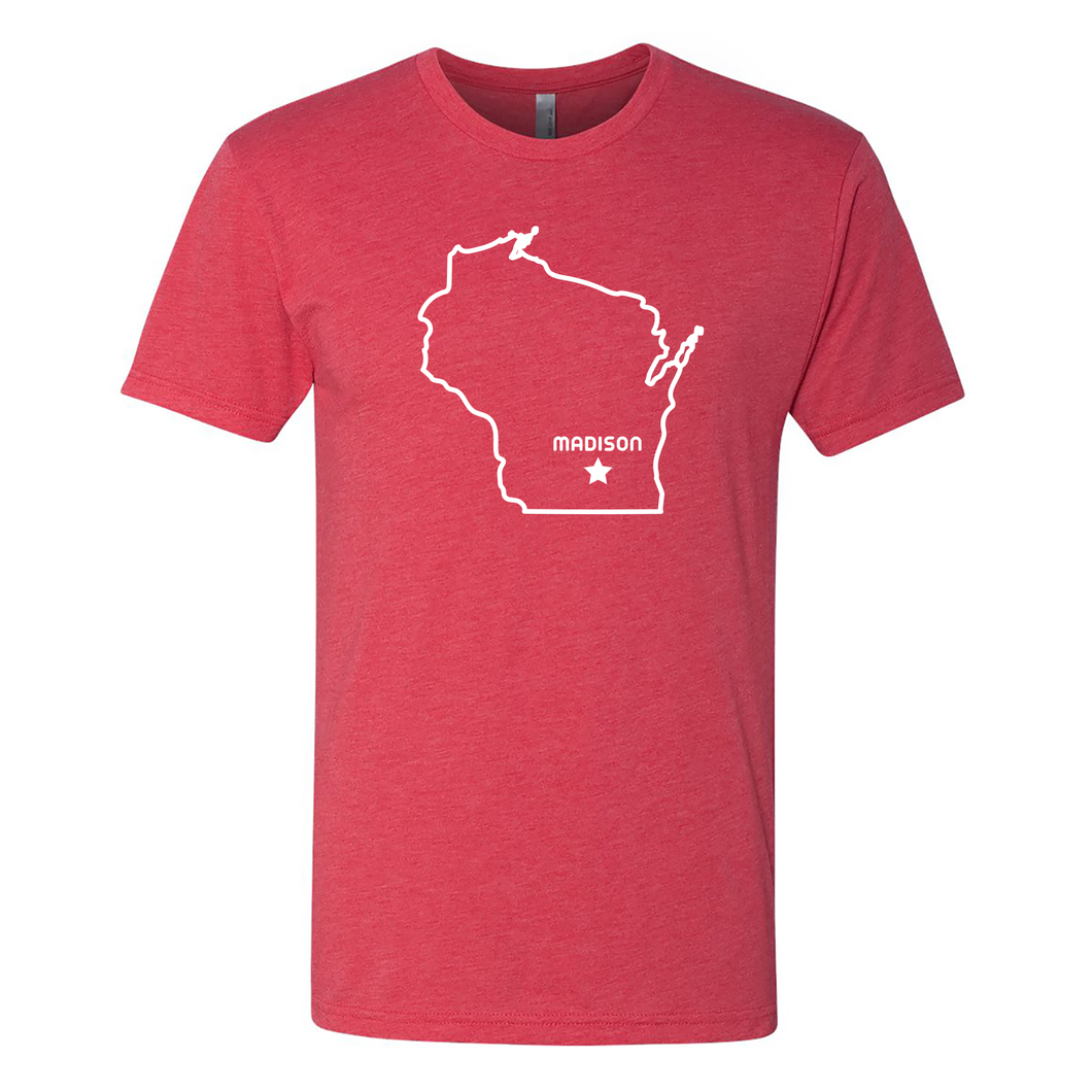 Madison WI Outline Triblend T-Shirt - Vintage Red