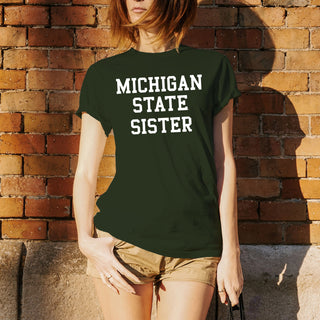 Michigan State University Spartans Basic Block Sister Short Sleeve T Shirt - Forest Green