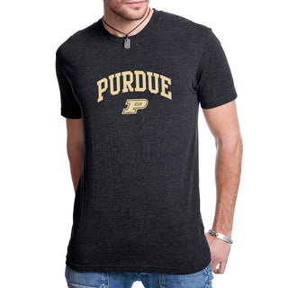 Purdue University Boilermakers Arch Logo Short Sleeve T Shirt- Vintage Black